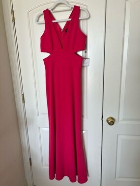 Laundry By Shelli Segal Hot Pink Cutout V-Neck Maxi Dress —NEW WITH TAGS